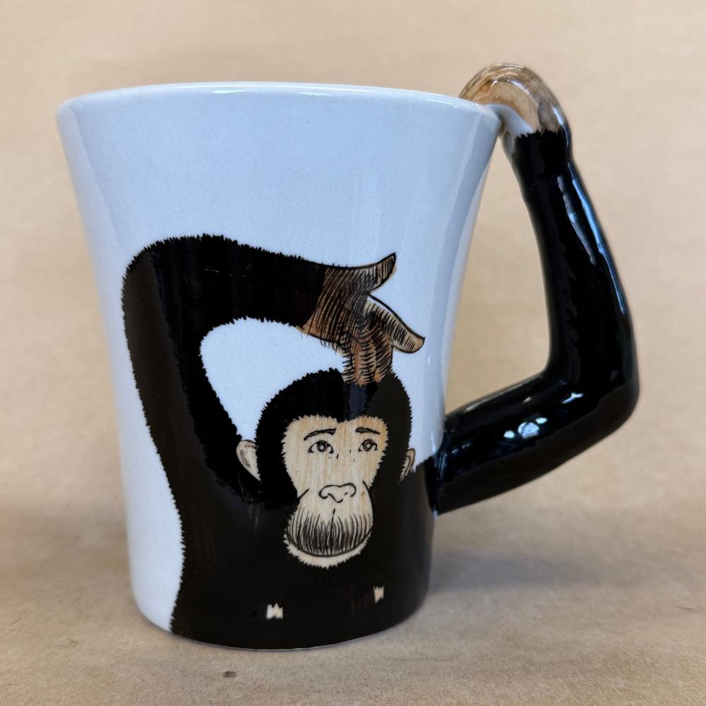 Pier 1 Hand Painted 3D Chimpanzee Arm Handle Mug